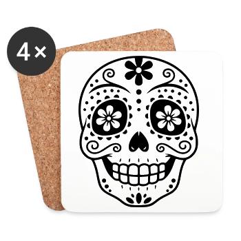 Sugar Skull | Día de los Muertos Design - Untersetzer (4er-Set) - Weiß - Vorne