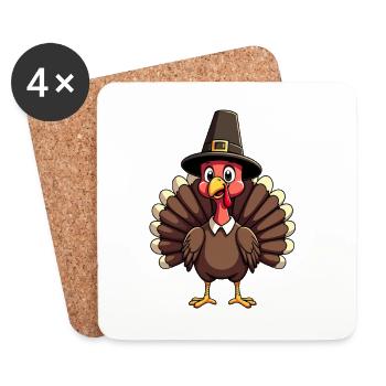 Thanksgiving Funny Thanksgiving Turkey - Coasters (set of 4) - white - Front