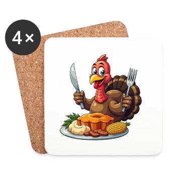 Thanksgiving Funny Thanksgiving Turkey - Coasters (set of 4) - white - Front
