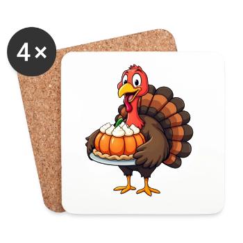 Thanksgiving Drôle Dinde de Thanksgiving - Dessous de verre (lot de 4) - blanc - Devant