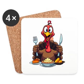 Thanksgiving Funny Thanksgiving Turkey - Coasters (set of 4) - white - Front