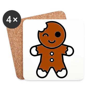 Funny bitten gingerbread man christmas - Coasters (set of 4) - white - Front