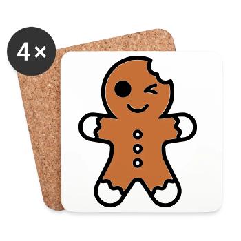 Funny bitten gingerbread man christmas - Coasters (set of 4) - white - Front