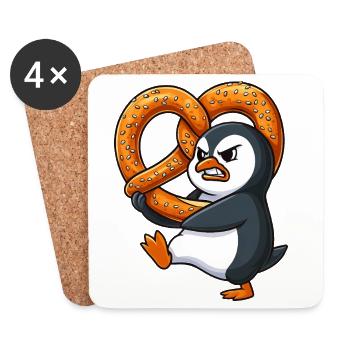 Grim Penguin with Pretzel Bavarian Funny Car - Coasters (set of 4) - white - Front