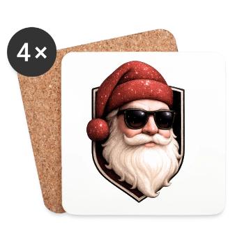 STAR SANTA — Red Glitter MAX Glitzer Nikolaus - Untersetzer (4er-Set) - Weiß - Vorne