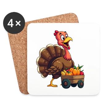 Thanksgiving Lustiger Thanksgiving Truthahn - Untersetzer (4er-Set) - Weiß - Vorne