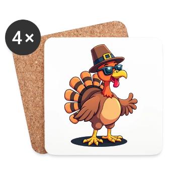 Thanksgiving Funny Thanksgiving Turkey - Coasters (set of 4) - white - Front