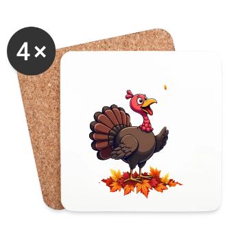 Thanksgiving Funny Thanksgiving Turkey - Coasters (set of 4) - white - Front