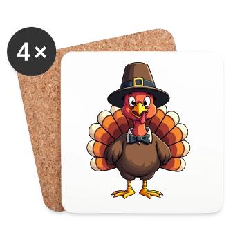 Thanksgiving Lustiger Thanksgiving Truthahn - Untersetzer (4er-Set) - Weiß - Vorne