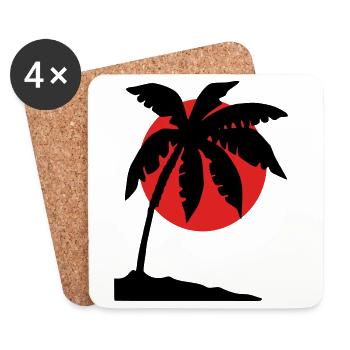 Coucher de soleil sur les palmiers – Silhouette tropicale - Dessous de verre (lot de 4) - blanc - Devant