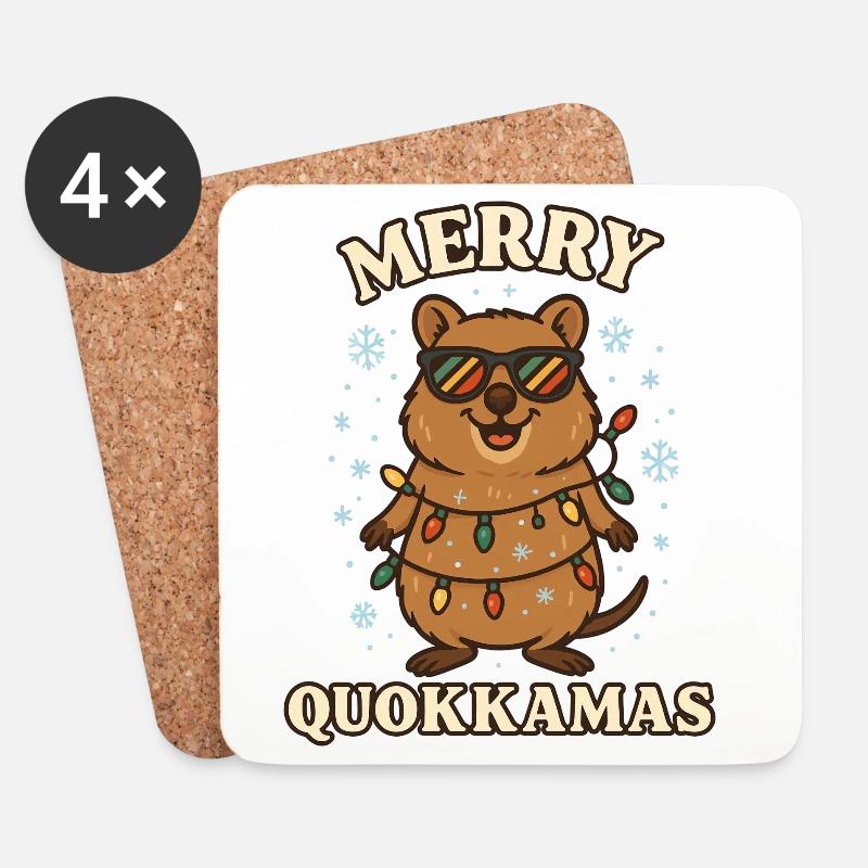 Merry Quokkamas - Untersetzer (4er-Set) - Weiß