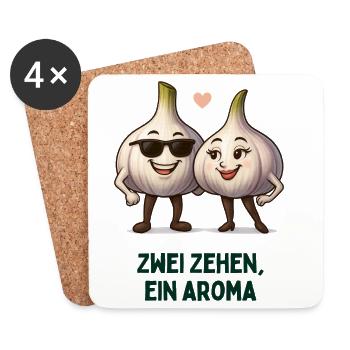 Zwei Zehen, Ein Aroma Knoblauch karikatur  - Untersetzer (4er-Set) - Weiß - Vorne