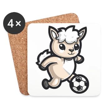 Kawaii Alpaca Soccer Hero - Coasters (set of 4) - white - Front