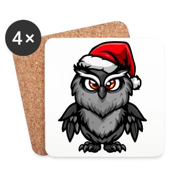 Hibou Noël - Dessous de verre (lot de 4) - blanc - Devant