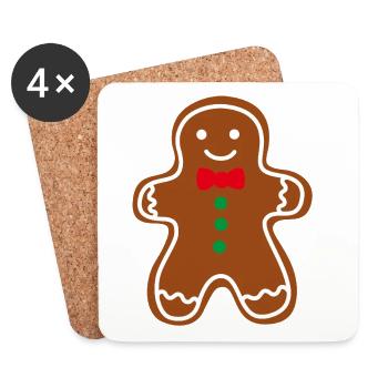 Cookie Man Figurine de Noël en pain d’épices Cookie Noël - Dessous de verre (lot de 4) - blanc - Devant