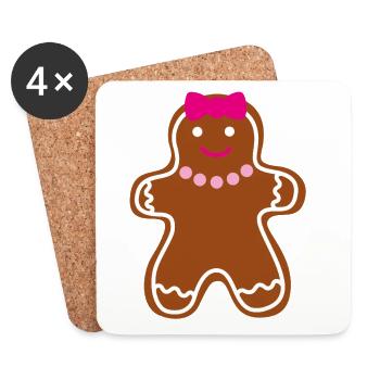 Keksfrau Lebkuchen Frau Weihnachten Advent - Untersetzer (4er-Set) - Weiß - Vorne