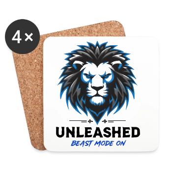 Blason du Lion Néon Bleu Déchaîné - Dessous de verre (lot de 4) - blanc - Devant
