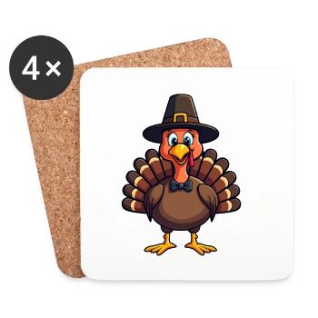 Thanksgiving Funny Thanksgiving Turkey - Coasters (set of 4) - white - Front