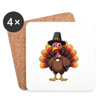 Thanksgiving Lustiger Thanksgiving Truthahn - Untersetzer (4er-Set) - Weiß - Vorne
