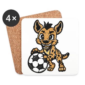 Hyena with soccer ball - Coasters (set of 4) - white - Front