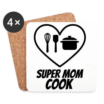Super Mama Köchin – Herz & Küche  - Untersetzer (4er-Set) - Weiß - Vorne