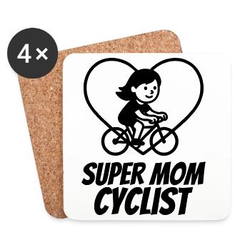 Super Mama Radfahrerin – Fahrrad Herz - Untersetzer (4er-Set) - Weiß - Vorne