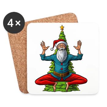 Yogis Weihnachten - Untersetzer (4er-Set) - Weiß - Vorne