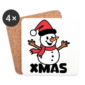 Dessin animé du bonhomme de neige de Noël - Dessous de verre (lot de 4) - blanc - Devant