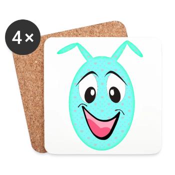 Kawaii Heart Egg Friend - Coasters (set of 4) - white - Front