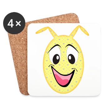 Gelbes Herz Monster - Untersetzer (4er-Set) - Weiß - Vorne