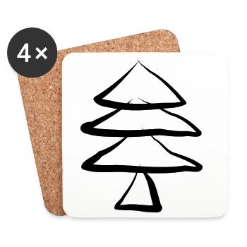 Sapin de Noël Sapin de Noël - Dessous de verre (lot de 4) - blanc - Devant