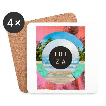 Ibiza Sommer Sonne Strand Meer Palmen Party - Untersetzer (4er-Set) - Weiß - Vorne