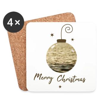 Golden Christmas ornament tree ball Christmas - Coasters (set of 4) - white - Front