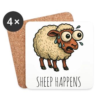 Sheep Happens Shit Happens - Untersetzer (4er-Set) - Weiß - Vorne