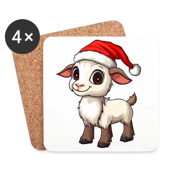 Ziegen Weihnachten / Weihnachtsmann Ziege - Untersetzer (4er-Set) - Weiß - Vorne