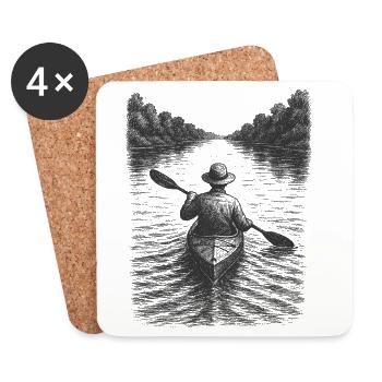 Ruhige Kanuszene als stimmungsvolle Illustration - Untersetzer (4er-Set) - Weiß - Vorne