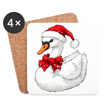 Schwäne Weihnachten - Untersetzer (4er-Set) - Weiß - Vorne