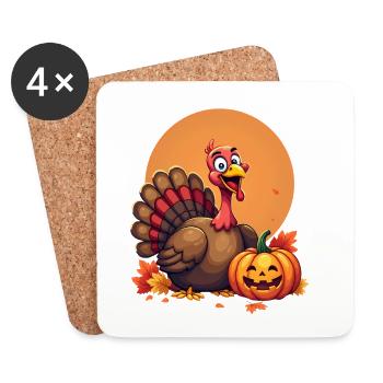 Thanksgiving Drôle Dinde de Thanksgiving - Dessous de verre (lot de 4) - blanc - Devant