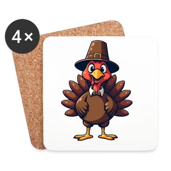 Thanksgiving Funny Thanksgiving Turkey - Coasters (set of 4) - white - Front