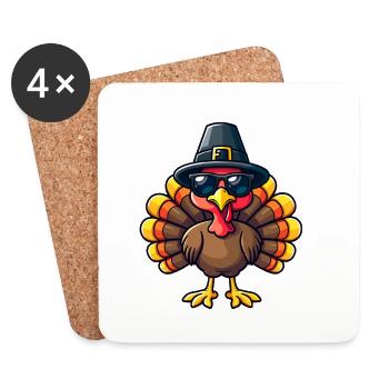 Thanksgiving Funny Thanksgiving Turkey - Coasters (set of 4) - white - Front