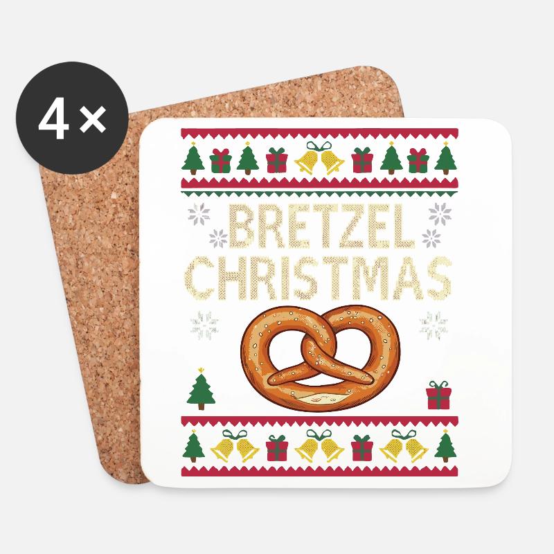 Brezel Weihnachten Lustiges Bäcker Geschenk - Untersetzer (4er-Set) - Weiß