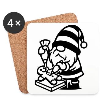 Gingerbread Baking Gnome - Coasters (set of 4) - white - Front