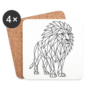 Style géométrique de polygone Lion - Dessous de verre (lot de 4) - blanc - Devant