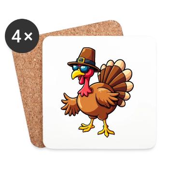 Thanksgiving Funny Thanksgiving Turkey - Coasters (set of 4) - white - Front
