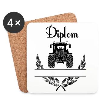 Diplom Tractor – Espace de noms - Dessous de verre (lot de 4) - blanc - Devant