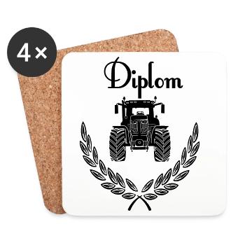 Diplom-Traktor - Untersetzer (4er-Set) - Weiß - Vorne