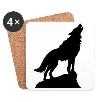 Wolf Animal Icon - Coasters (set of 4) - white - Front