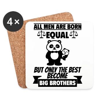 All men are born equal, big brother - Coasters (set of 4) - white - Front