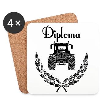 Diplom-Traktor - Untersetzer (4er-Set) - Weiß - Vorne