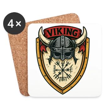 Viking Shield Helmet Emblem - Coasters (set of 4) - white - Front